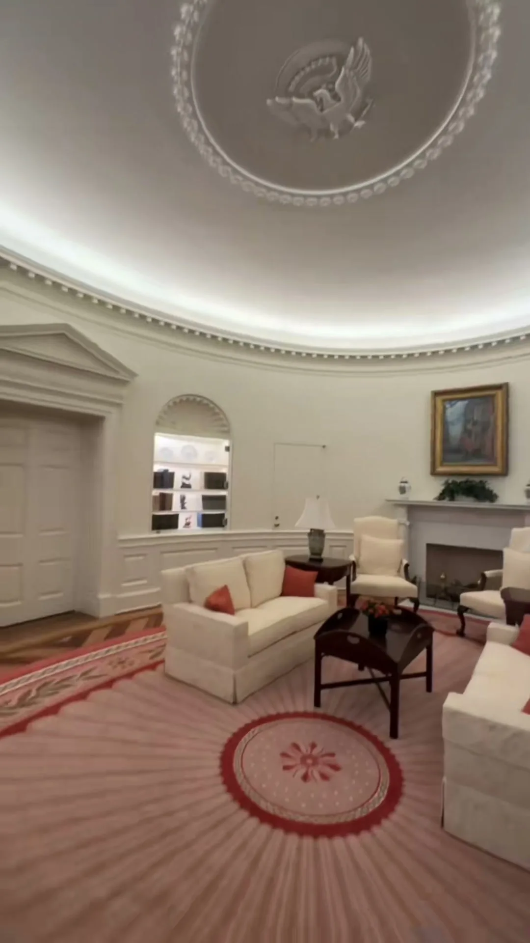 Replica of the empty Oval Office with no one inside